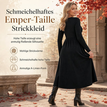 🚨Nur noch wenige auf Lager! Beeil dich!🚨 Lässiges, locker sitzendes Damenkleid mit langen Ärmeln, Rundhalsausschnitt und einfarbigem Design