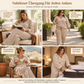 Damen Loungewear-Set – gestreift, mit langärmligem V-Ausschnitt-Oberteil & weiter Hose, entspannte Passform