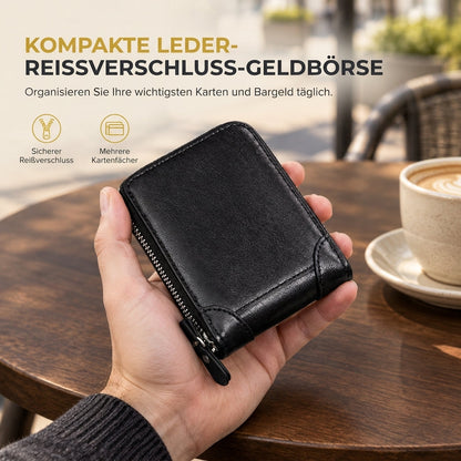 Kurze Brieftasche für Herren, multifunktional, geschäftlich, horizontaler Kartenhalter und Reißverschluss-Münzfach