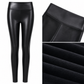 Damen High-Waist-Leggings aus PU-Leder, mit Fleecefutter, super weiche warme Winterhosen
