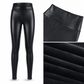 Damen High-Waist-Leggings aus PU-Leder, mit Fleecefutter, super weiche warme Winterhosen