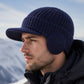 Winter-Strickmütze für Herren mit Schirm und Ohrenklappen