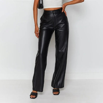 Versatile High-Waist Faux Leather Pants
