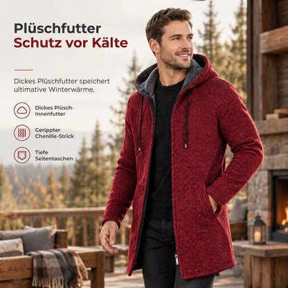 🔥Bestseller | Plüschfutter hält Kälte ab, Winter draußen – Herren-Cardigan mit Kapuze, mittellang, dick