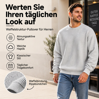 💞Beliebtes Produkt! Nur kurze Zeit reduziert!💞 Herren-Sweatshirt mit Waffelstrick und Rundhalsausschnitt