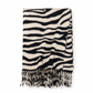 Damen Zebra Print Kunstkaschmir Schal, dicker warmer Winter Stola mit Fransen