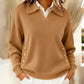 Damenmode Einfarbiger Pullover mit V-Ausschnitt