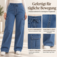 Damen Cargo-Jeans mit elastischem Kordelzugbund