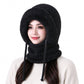 Winterliches, verdicktes Strickset für Damen mit integriertem Halswärmer und Gesichtsmaske, Outdoor warme Ohrenschutzmütze