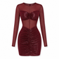 🥳Jetzt kaufen!🥳 Sexuelles figurbetontes Langarmkleid aus transparentem Mesh-Patchwork für Damen – Elegantes Abendkleid für Partys