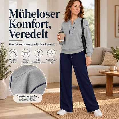📢🖤Black-Friday-Aktion – 50 % Rabatt!!!🖤✨ Damen Langarm-Halbzip-Top und Hosen mit weitem Bein Set