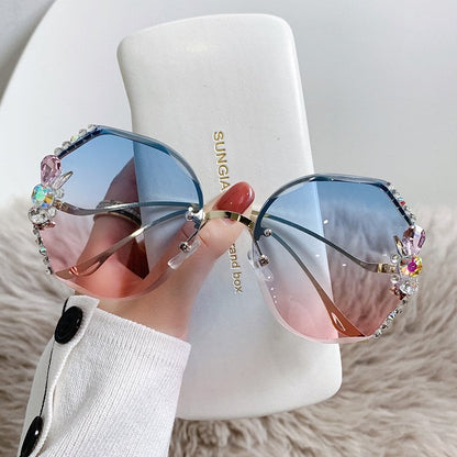 🔥venta caliente🔥2023 Gafas de sol mujer sin montura diamante