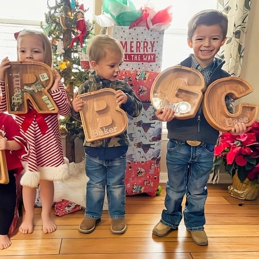 Hucha alfabeto - regalo de madera para niños - COMPRE 3 ENVÍO GRATIS