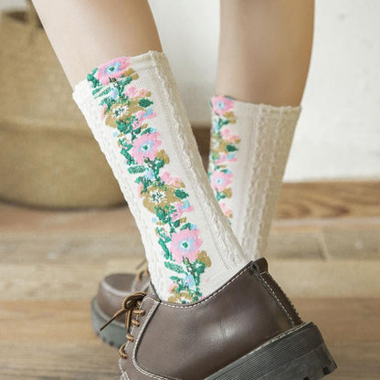 ❤️5 pares de calcetines vintage con bordados florales